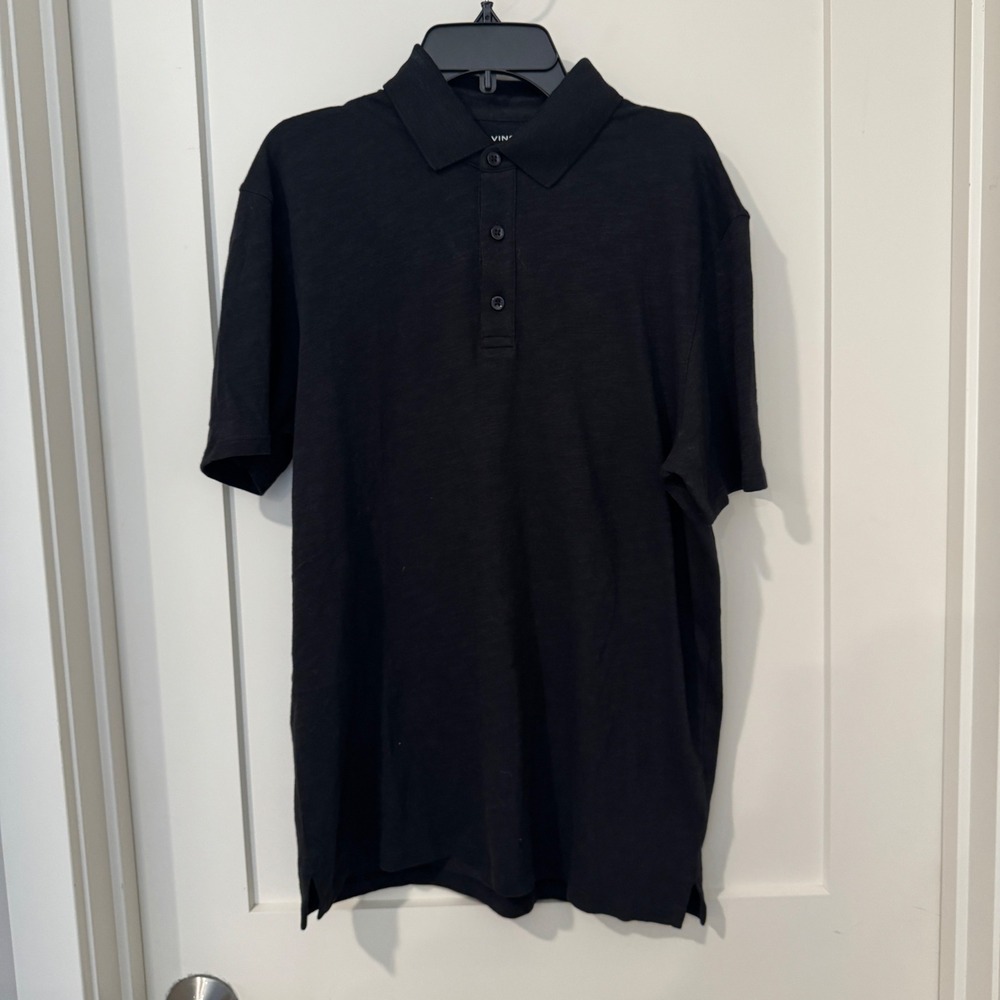 Vince Mens Black 100% Cotton Slub Jersey Short Sleeve Polo Shirt MX5239400 Small